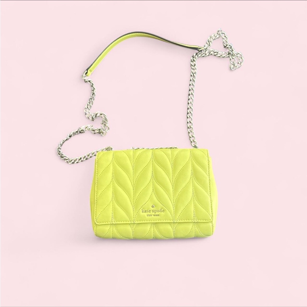 kate spade Neon Yellow Quilted Chain Strap Crossbody